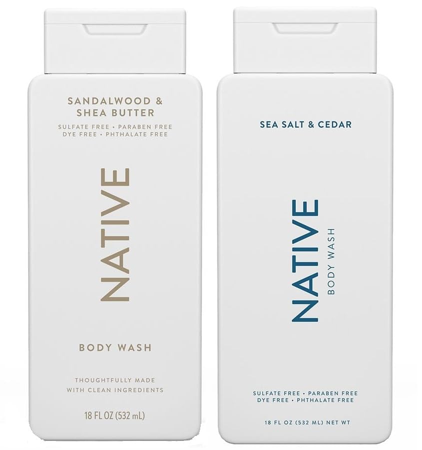 Native Body Wash - Sandalwood & Shea Butter | Sea Salt & Cedar - 18 fl oz (2-Pack)