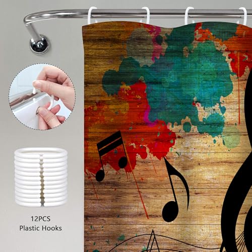 Colorful Musical Notes Shower Curtain - 36x72 Water Repellent Decor
