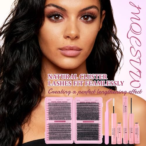 MQCsvw 30D+40D Lash Clusters Kit 640Pcs Natural Wispy False Eyelashes DIY 9-16mm with Bond, Remover & Tweezers
