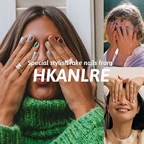 Hkanlre Long Fake Nails Tips 24P Full Cover Heart Design for Women