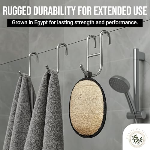 SERRENTO Loofah Body Scrubber Back Scrubber - Egyptian Luffa Shower Sponge for Men, Bath Sponge Exfoliator, Body Wash Scrub Tool, Loofa Louffa Bath Accessories, 2PCS Black & White Set