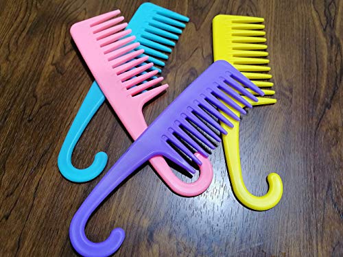 Ronchall 4-Pack Wide Teeth Combs with Hooks for Easy Detangling