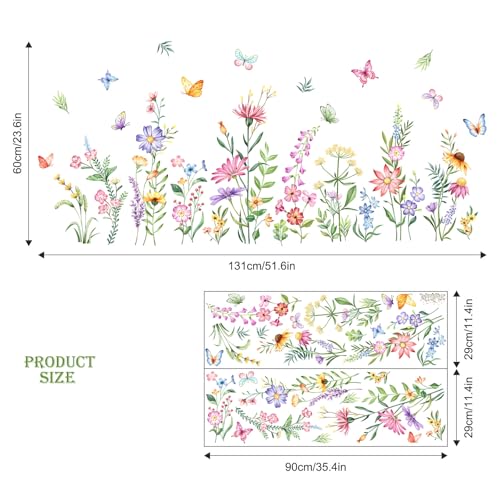 Wildflower & Butterfly Wall Decals - Peel and Stick Vinyl Stickers