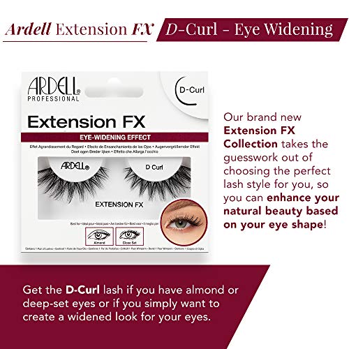 Ardell Extension FX D-Curl False Eyelashes - Eye Widening Lashes, 4 Pack