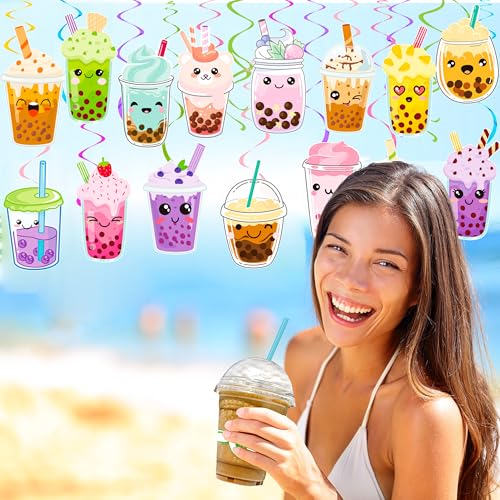 Bubble Tea Hanging Swirls - 20pcs Boba Tea Party Decorations
