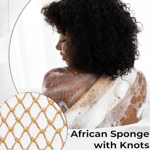 Afrisensetic Champagne African Net Sponge - Exfoliating Body Washcloth, 1.0 Size