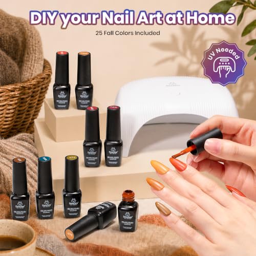 Beetles Fall Gel Polish Set - 25 Autumn Colors with Base & Top Coat