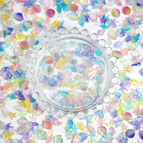 COOSLIM Gold Star Ocean Nail Charms Set (2) – 12 Beach-Themed Nail Gems for Acrylic Nails, Colorful-2