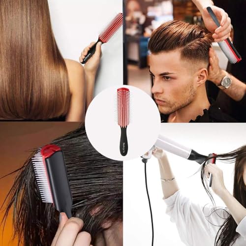NuAngela 9 Rows Hair Brush for Styling & Detangling - Easy Clean & Portable