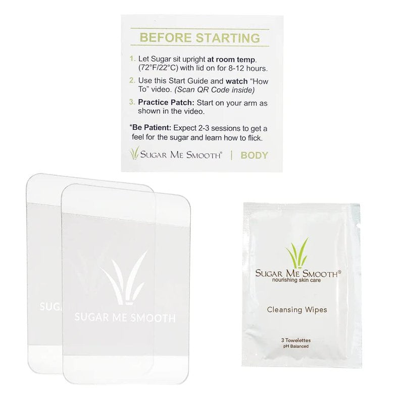 Sugar Me Smooth Bikini Sugar Wax Kit – Gentle On Skin And Less Painful Hair Removal In A Simple System For At-Home Brazilian, No Strips, No Heat, Water Soluble All-Natural Solution For All Hair Types