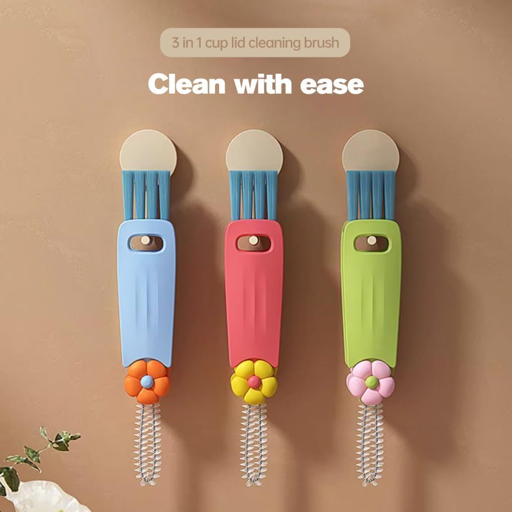 3 in 1 Cup Lid Cleaning Brush, 2025 Multifunctional Crevice Cleaning Brush for Bottle Gap Tight Spaces Cup, Cup Lid Gap Cleaning Brushes Set for All Kinds of Cups and Bottles (3Pcs)