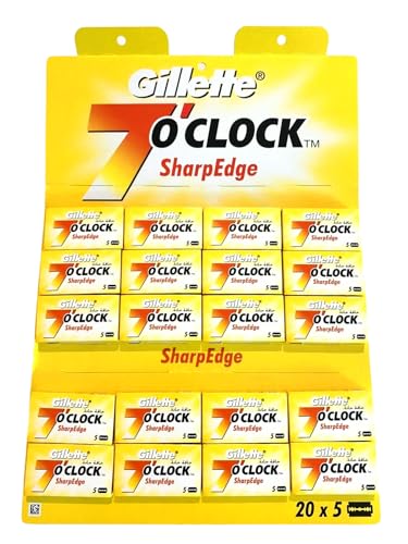 Gillette 7 O'Clock Yellow Razor Blades - 100 Pack for Smooth Shaving