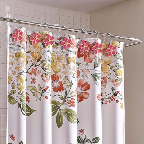 Rose Red Flower Shower Curtain Hooks Set of 12 - Rustproof Resin