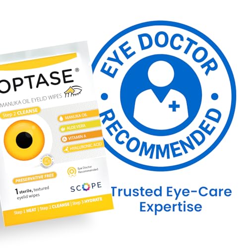 OPTASE Manuka Oil Eyelid Wipes - Hydrating, Gentle Eye & Face Cleansing, 30 Single-Use Sterile Wipes