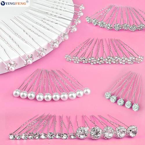60 Pcs U-Shaped Silver Bridal Hair Pins - YINGFENG Wedding Accessories