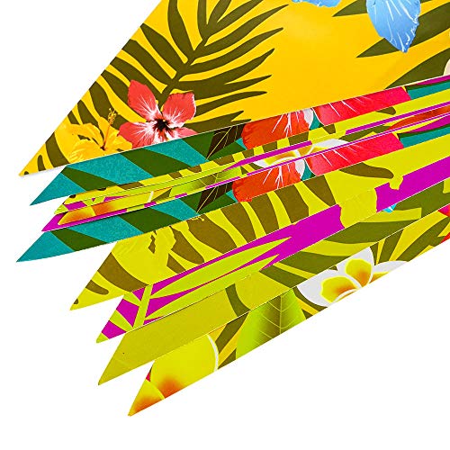 FEPITO Hawaiian Bunting Banner - 4 Pack Tropical Luau Decor