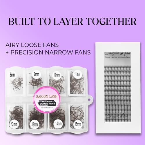 Saigon Lash 600 Promade Loose Fans - Dark Brown 3D Volume Eyelash Extensions