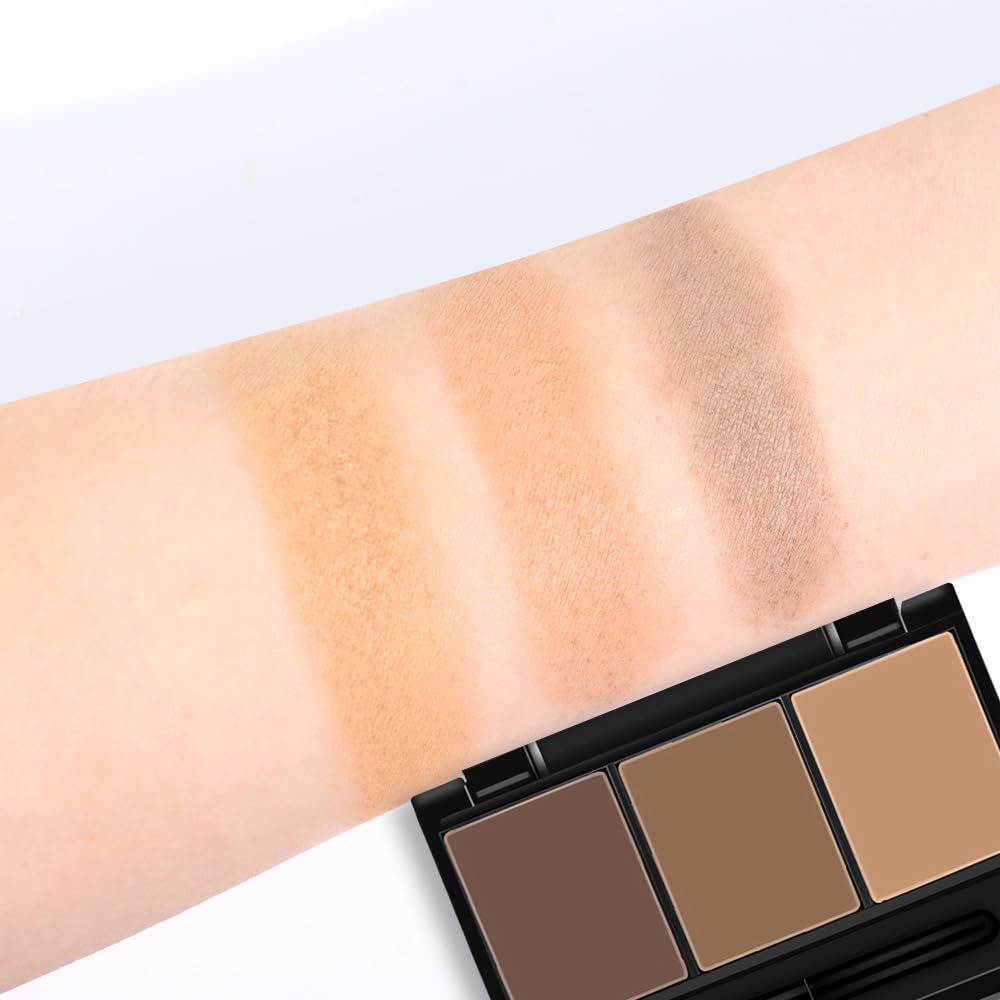 Eyebrow Powder Kit - Dark & Medium Brown Shades | Long-Lasting Waterproof Formula with Brush for Defined Natural Brows
