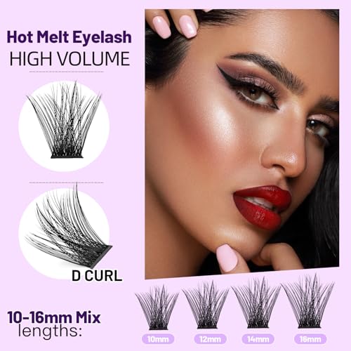 Bodermincer 120 Pcs Black Mixed-Length D Curl Fluffy Lash Clusters for Eyelash Extensions
