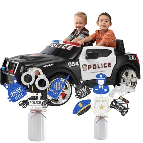 16 Pcs Police Party Centerpiece Sticks - Glitter Police Decorations