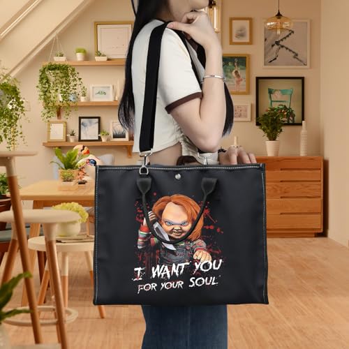 BWWKTOP Black Evil Doll Makeup Bag - Killer Doll Travel Bag