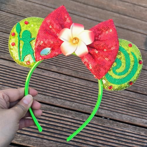 Moana01a Mouse Ear Headbands with Glitter Bow for Girls' Birthday
