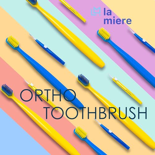 LA MIERE 2pcs Orthodontic Toothbrush Set with V & U-Shaped Soft Bristles - Telescopic Interdental Brush Included