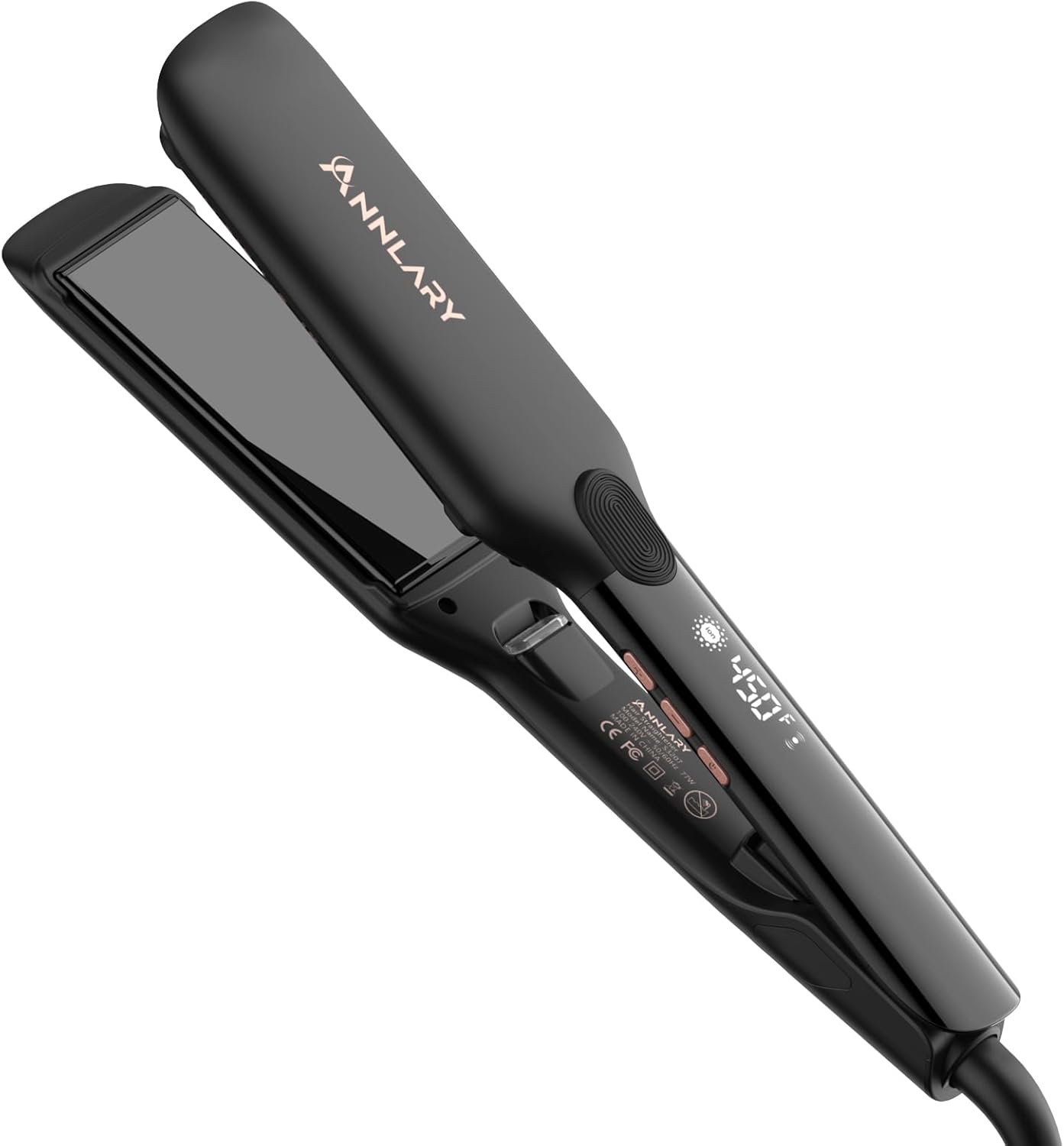 Annlary Hair Straightener | 1 Inch 2-in-1 Flat Iron & Curler - Titanium Ceramic, Ionic Dual Voltage for Smooth, Frizz-Free Hair
