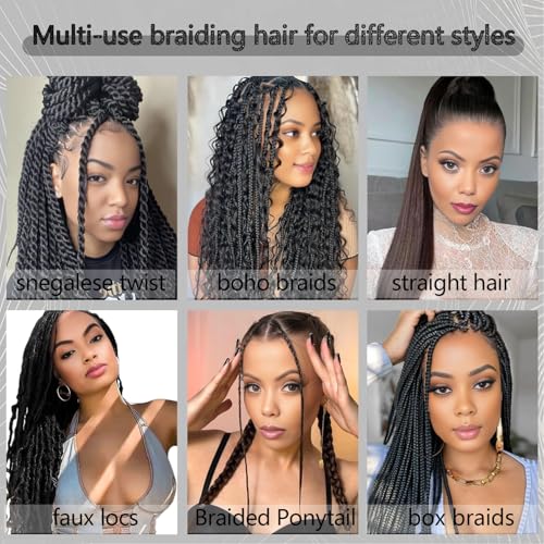 Porpouy 16 Inch Pre-Stretched Braiding Hair - 8 Packs Synthetic Extensions