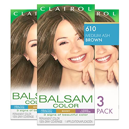 Clairol Balsam Permanent Hair Dye 610 Medium Ash Brown - Pack of 3 (4 Fl Oz)