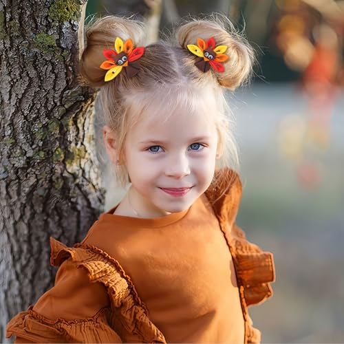 Pvoiue Turkey 2pcs Fall Hair Clips for Girls - Thanksgiving Hair Accessories