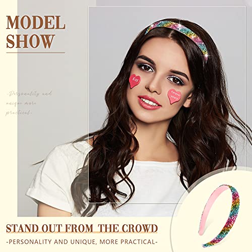 4 Pieces Rhinestone Headbands for Women, Bright Color