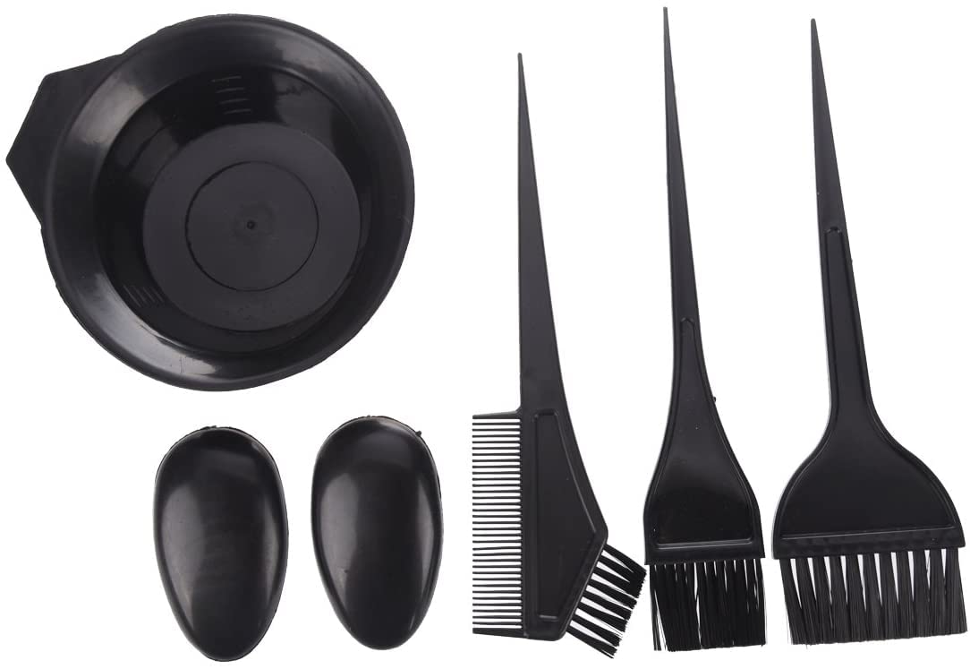 Hair Coloring Kit - 5Pcs Hairdressing Brushes & Bowl Combo | Professional Black Tint Tools