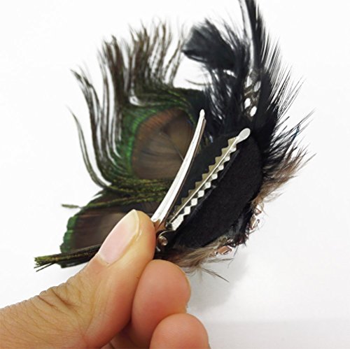 Faux Peacock Feather Hair Clip for Weddings & Parties - Bridal Hair Accessory