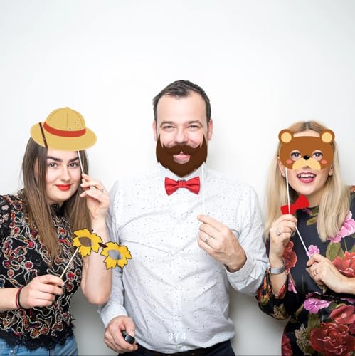 44 Pcs Woodland Animals Photo Booth Props for Kids' Parties