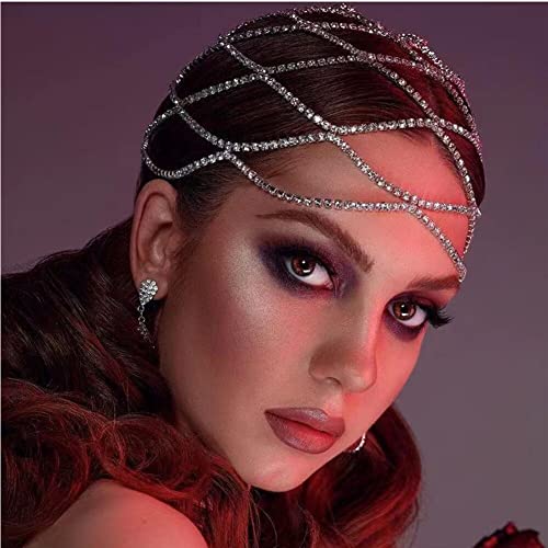 Silver Rhinestone Cap Headpiece for Women Wedding Bridal Hair Accessory HaHaGirl 007