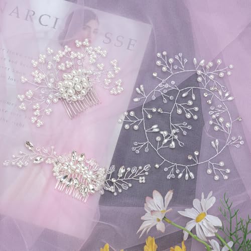 36-Piece Bridal Hair Accessories Set with Pearl and Rhinestone Hair Pins