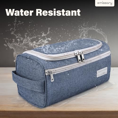 Pantheon Blue Hanging Travel Toiletry Bag for Men, Dopp Kit