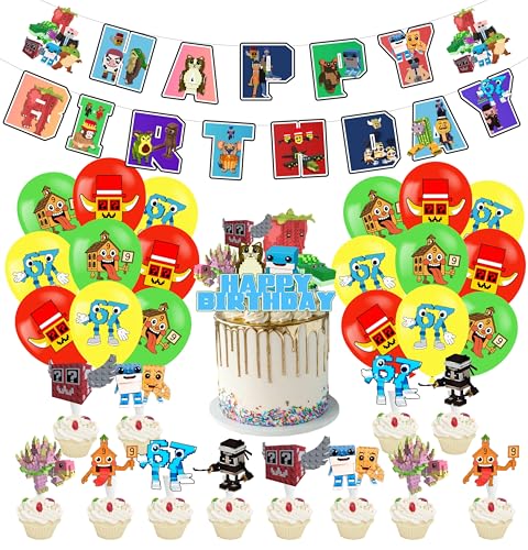 Steal a Brainrot Birthday Party Decorations Set with Banner & Balloons
