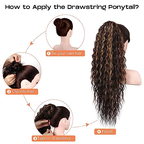 SEIKEA 18" Bohemian Curly Drawstring Ponytail - Synthetic Hair Extension