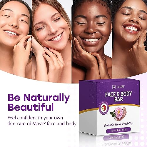 MASSE' Probiotic Rose Oil & Clay Face & Body Bar – 1 Ounce