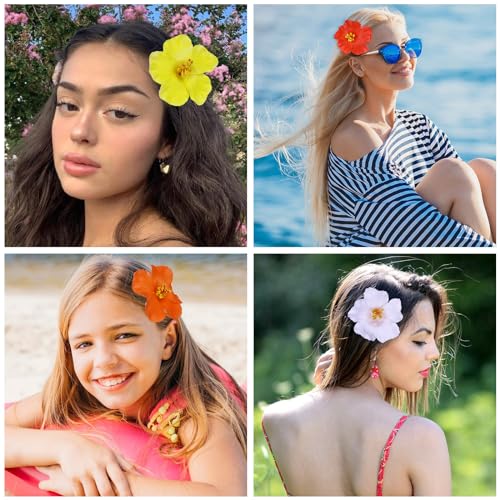 Vodolo 4-Pack Hawaiian Flower Hair Clips – Tropical Accessories