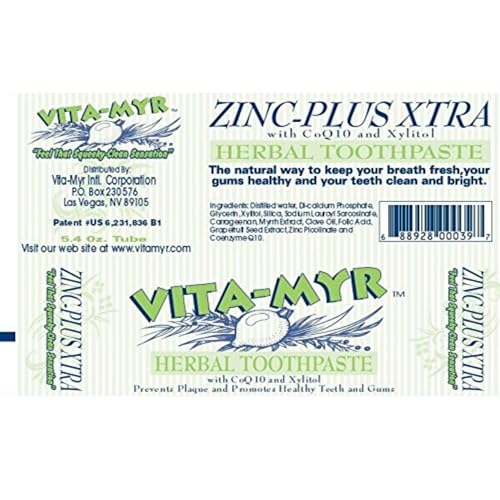 VITA-MYR Herbal CoQ10 & Xylitol Toothpaste - 5.4 Oz Natural Oral Care