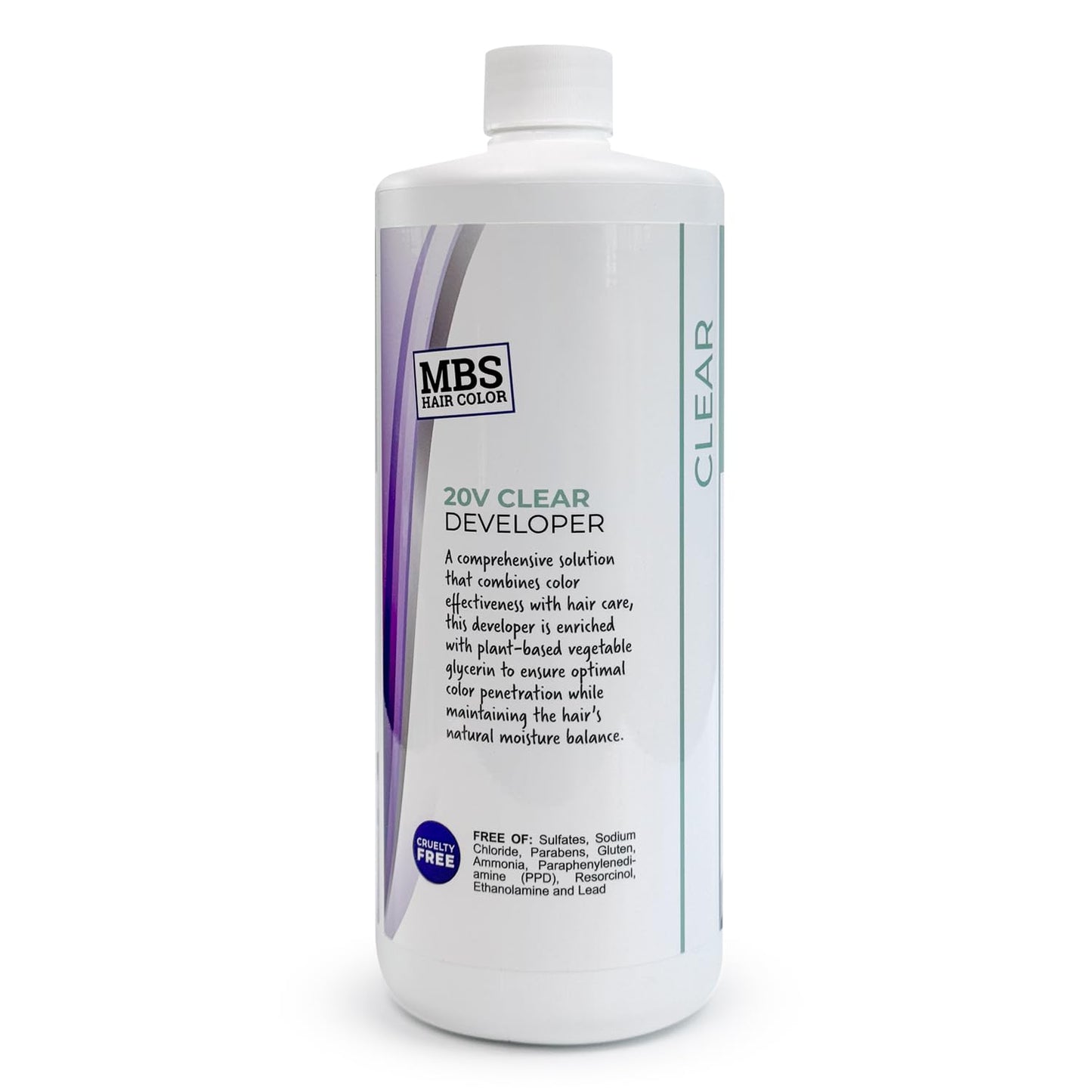 20 Volume Clear Developer for Hair (32 oz) - 6% Hydrogen Peroxide - Moisture-Infused with Glycerin - Lightweight Formula for Balayage & Foiling - Ammonia & Sulfate Free