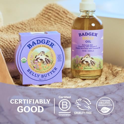 Badger Organic Pregnancy Belly Oil - Jojoba & Coconut, 4 oz
