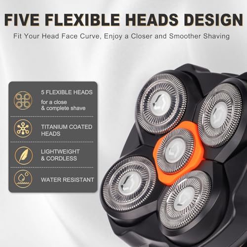 5D Replacement Heads for MicroTouch Titanium Head Shaver - Hypoallergenic & Waterproof