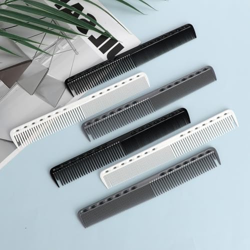 6Pcs Carbon Fiber Hair Cutting Combs for Stylist - Black, Grey, White