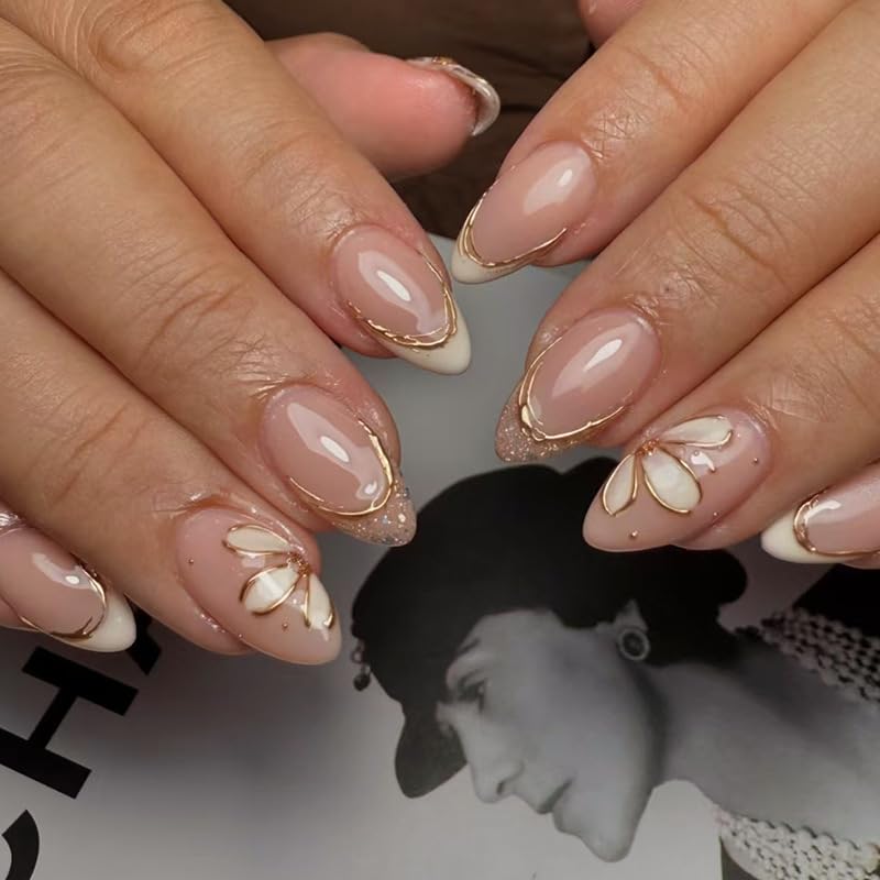 Ombre Press-On Nails - White & Light Pink Coffin Acrylic Design | 30 Pcs Reusable DIY Nail Art Kit for Women