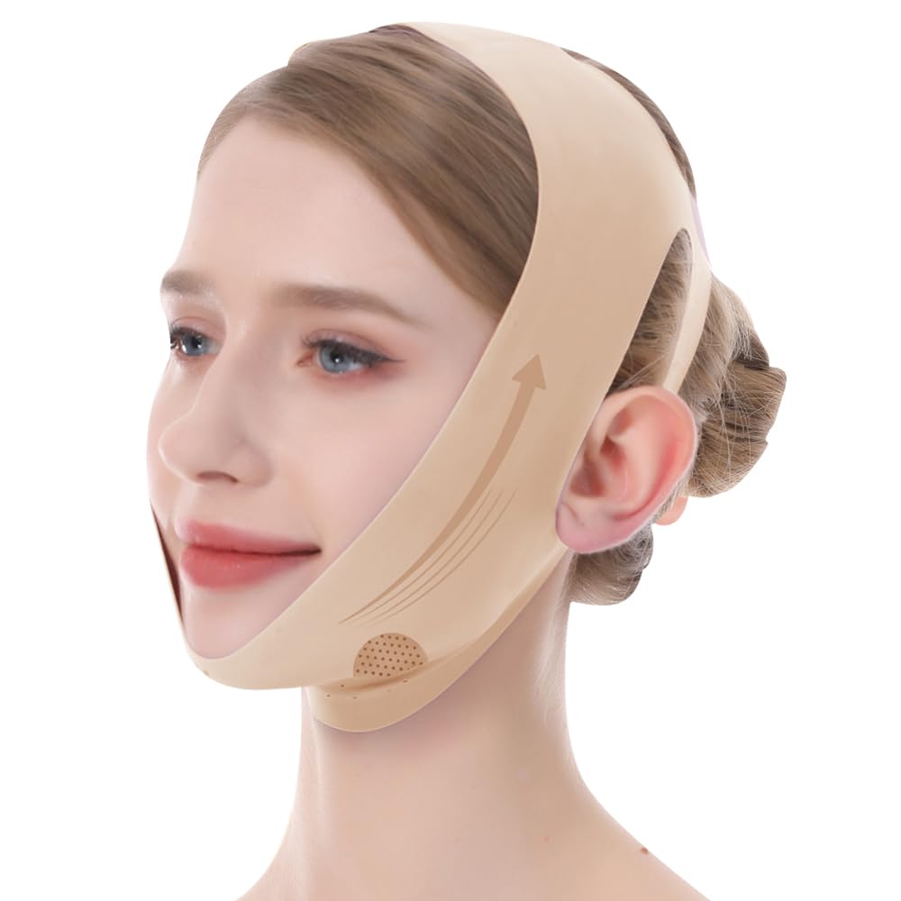 V Line Lifting Mask, Chin Strap for Sleeping, Reusable Double Chin Reducer, Jawline Shaper, Face Slimming, Sagging Prevention, Medium