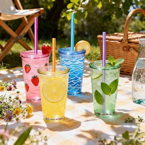 10 Reusable Straws for Stanley Tumblers | 12-Inch Colorful Straws with Cleaning Brushes